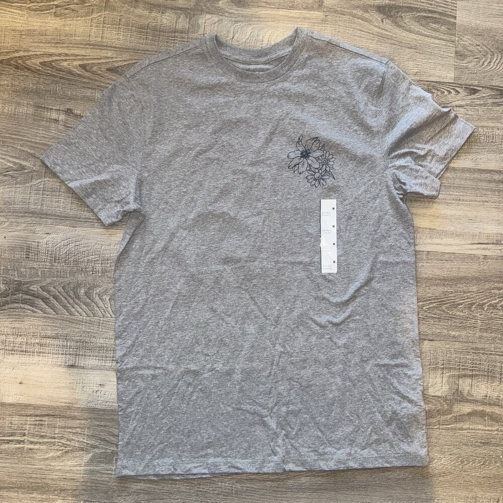 Goodfellow & Co Men's Gray Floral Graphic Print Short Sleeve Crew Neck TShirt XL